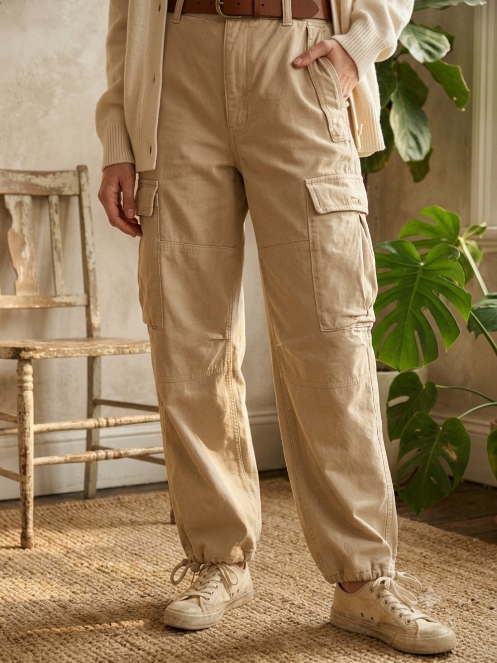 Tna Aritzia Canvas Cargo Pants Utility Gorpcore Baggy Y2K Streetwear Cinch Hem